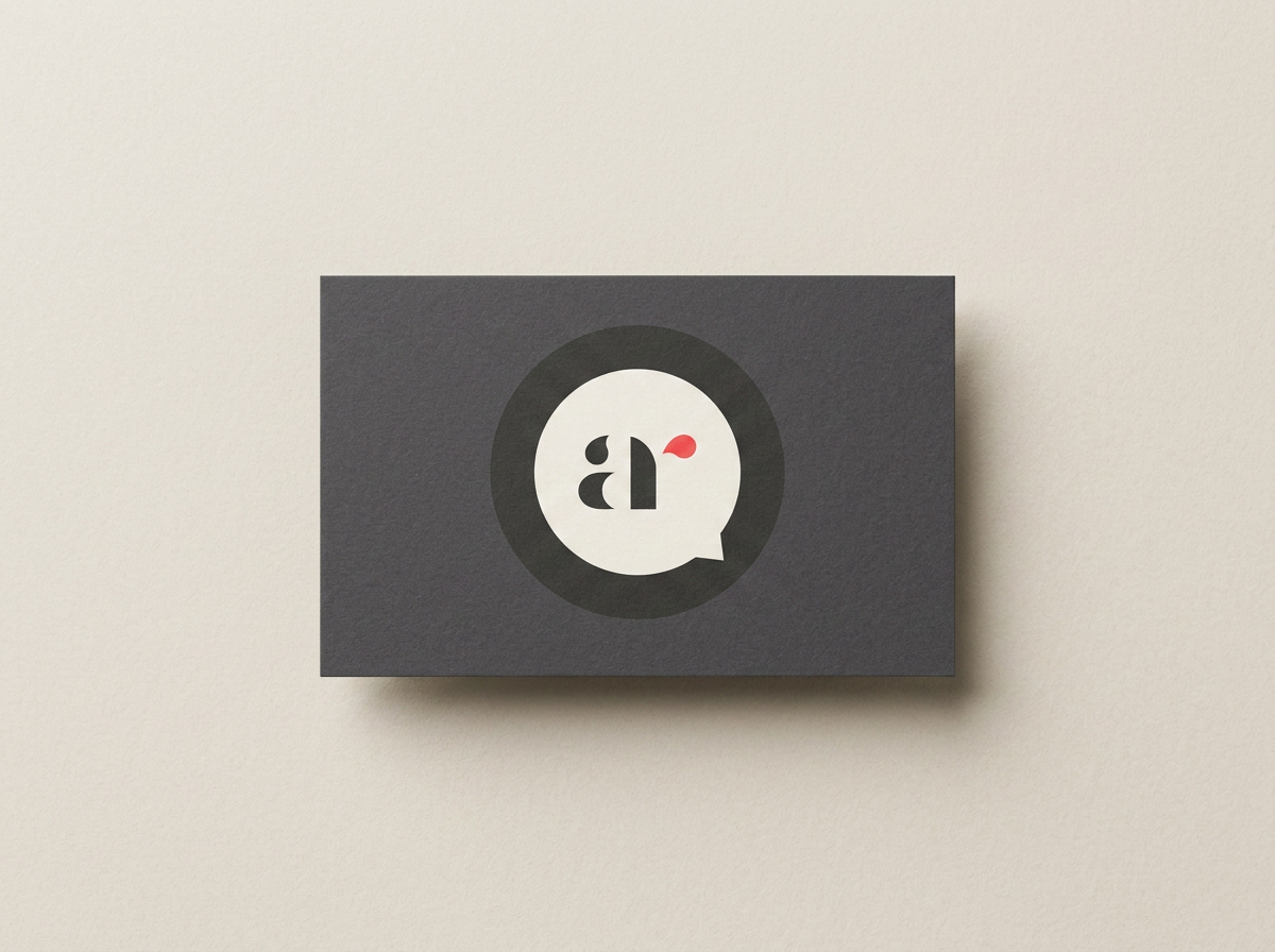 Anderson Raker Advisors business card, charcoal stock with the speech-bubble mark
